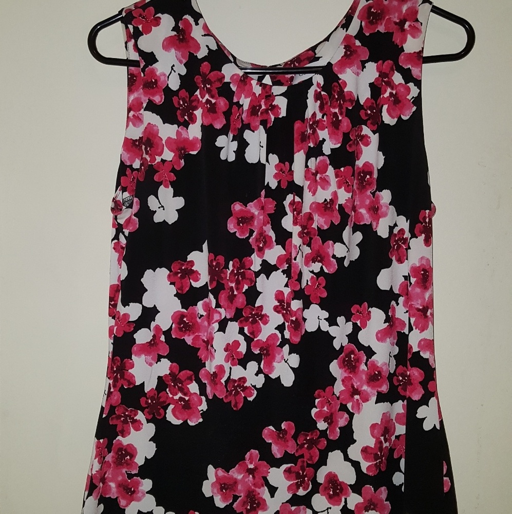 Calvin Klein Floral Print No Sleeve Blouse, L